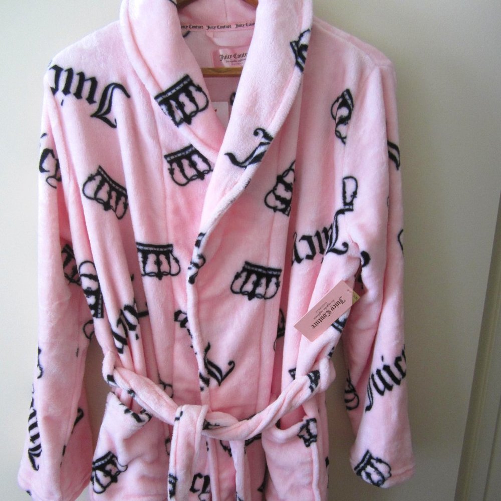 Juicy Couture Bathrobe Robe Crown Pink Sleepwear Women S/M or L/XL
